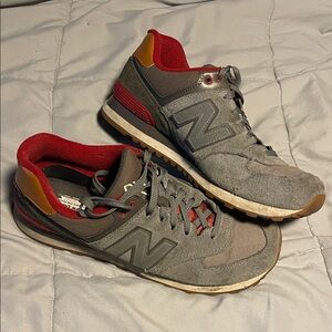 New Balance Men's Gray and Red Athletic Sneakers